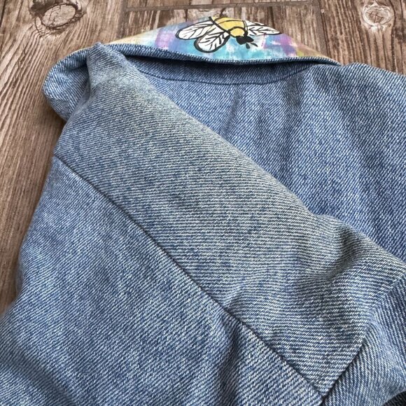 Silkscapes Jean Jacket Handpainted Cat Womens Vintage Artsy Patchwork Oversized - Picture 6 of 8